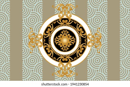 Seamless  floral baroque element with circular pattern on a brown background. EPS10 Illustration.