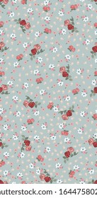 Seamless floral batik pattern. Vector flower illustration with leafs. 