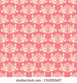 Impresionante color beige floral sobre fondo rosa pálido. Ilustración del vector