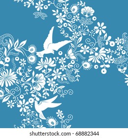 Seamless Floral and Birds Pattern 1