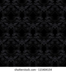 Seamless floral Black  Background