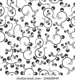 Seamless floral black and white background.