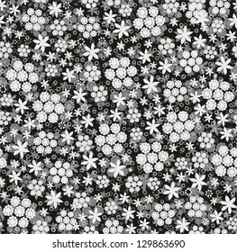 seamless floral black and white pattern