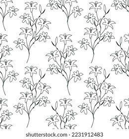 Seamless floral black and white pattern