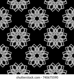 Seamless floral black and white pattern for fabrics and wallpapers