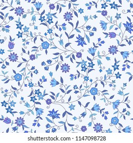 seamless floral blue background 