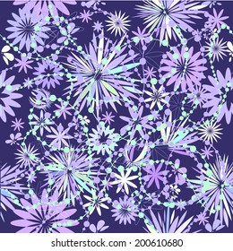 Seamless floral blue background. Vector