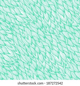 Seamless floral blue doodle pattern with abstract leafs
