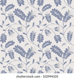 Vector Floral Ornamental Seamless Pattern Blue Stock Vector (Royalty ...