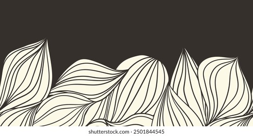 Seamless floral border based on traditional folk art ornaments. Flowers on color background. Scandinavian style. Sweden nordic style. Vector illustration. Simple minimalistic design.