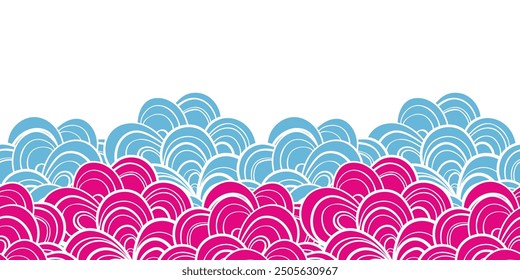 Seamless floral border based on traditional folk art ornaments. Flowers on color background. Scandinavian style. Sweden nordic style. Vector illustration. Simple minimalistic design.