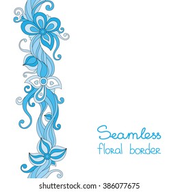 Seamless floral border blue flowers