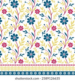 seamless floral border design with elegant ornamental motifs for fashion and poster printing
