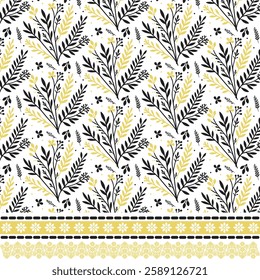seamless floral border design with elegant botanical elements for wallpaper and card templates
