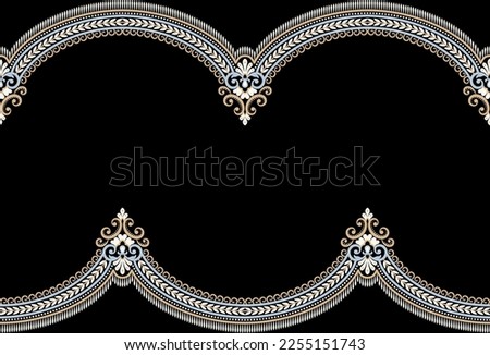 Seamless floral border on black background
