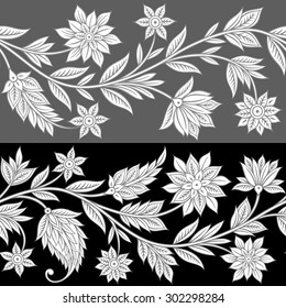 seamless floral border with paisley elements 