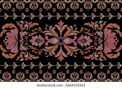 Patrón de borde floral sin fisuras con diseño ornamental vintage