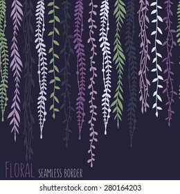 Seamless floral border. Template for invitations.