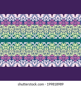 Seamless floral border. Vector ornamental card.
