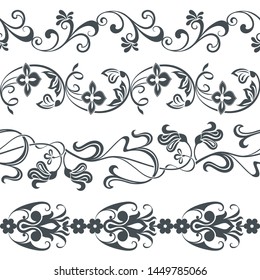Seamless floral border vector template