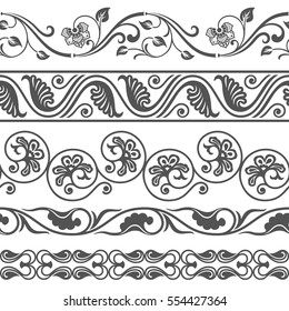 Modelo de vetor de borda floral uniforme. Divisor de repetição de ornamento.