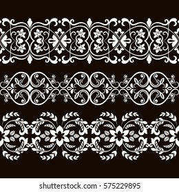 Seamless floral border vector template. Ornament repeating divider.
