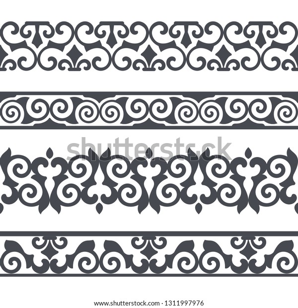 Seamless floral border vector template. Ornament\
repeating divider. 