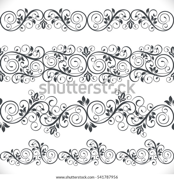 Seamless floral border vector template. Ornament\
repeating divider.
