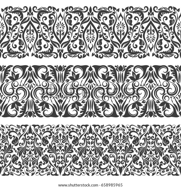 Seamless floral border vector template. Ornament\
repeating page\
divider.