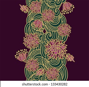 seamless floral border wavy decor