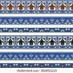 Seamless floral borders. Classic Persian style. Pattern brushes included.