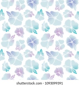 Seamless floral botanical pattern. Delicate gradient stretch of pastel colors. Suitable for textiles, packaging, printing, cover.