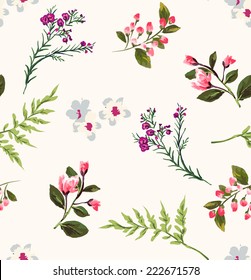 Seamless Floral Branch Vector Pattern