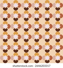Seamless floral brown circular dot pattern abstract retro background design