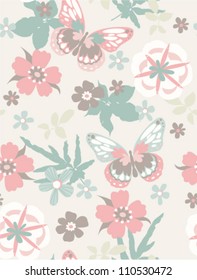 seamless floral with butterfly pattern