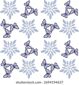 Patrón floral y mariposa sin costuras