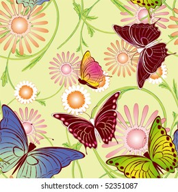 Seamless floral butterfly pattern