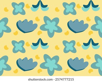 Seamless floral and butterfly pattern with floral elements in bright colors inspired by nature, fabric pattern design, cute tablecloth