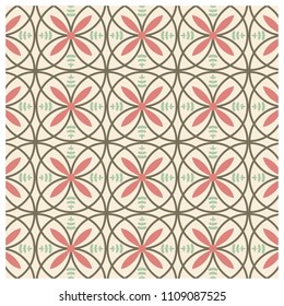 Seamless floral with circle lines pattern background