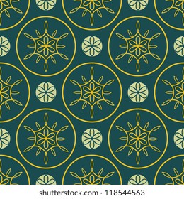 Seamless floral and circles pattern