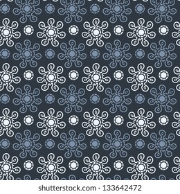Seamless floral and circles pattern