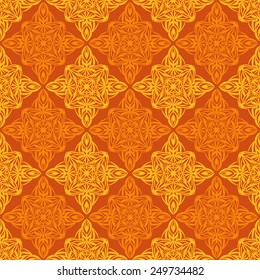 Seamless floral classic pattern in orange colors. Vector illustration