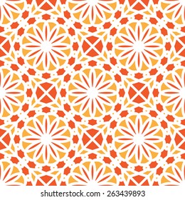 Seamless floral classic pattern in orange colors. Vector illustration.