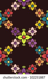 Seamless floral color pattern on a brown background