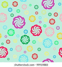 Seamless floral color pattern on green background