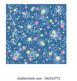 seamless floral colored spots pattern vector