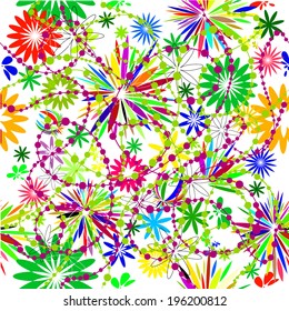 Seamless floral colorful background with beads. Vector 
