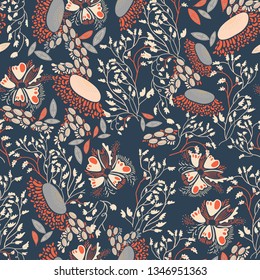 Seamless floral cute pattern. Trend fashion textile surface print for interior decor, womenswear, cover, gifts.