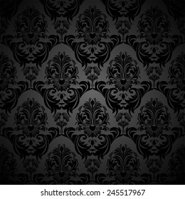 Seamless floral damask black Wallpaper for design - Shutterstock ID 245517967
