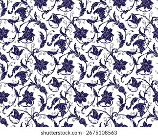 Motivo floral inconsútil del patrón del damasco conveniente para el Fondo de pantalla, la ropa, la cortina, la materia textil, el azulejo, la manta y el diseño aislado de la tela ilustración Vector Archivar archivo EPS.